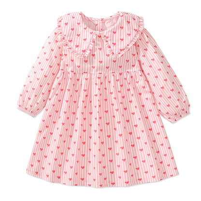 Long-Sleeved Sweetheart Lapel Collar Design Dresses for Girls childrensterritory