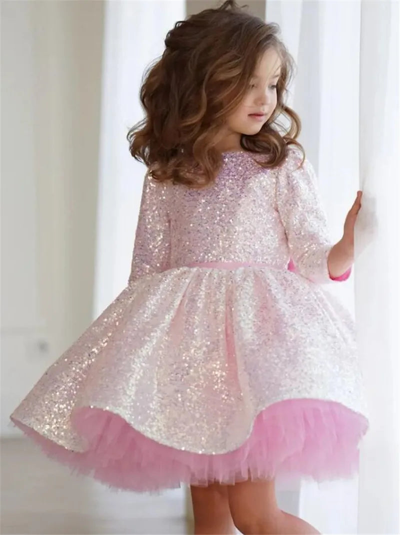 Shiny Sequin Wedding/Birthday Party Dress for Little Girls childrensterritory