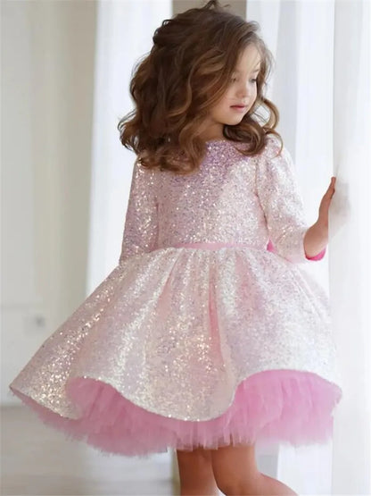 Shiny Sequin Wedding/Birthday Party Dress for Little Girls childrensterritory