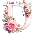 Self-Adhesive Pink Flower Letter Art Wall Decals childrensterritory