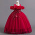 Flower Lace Design Short Sleeve Dress For Girls childrensterritory