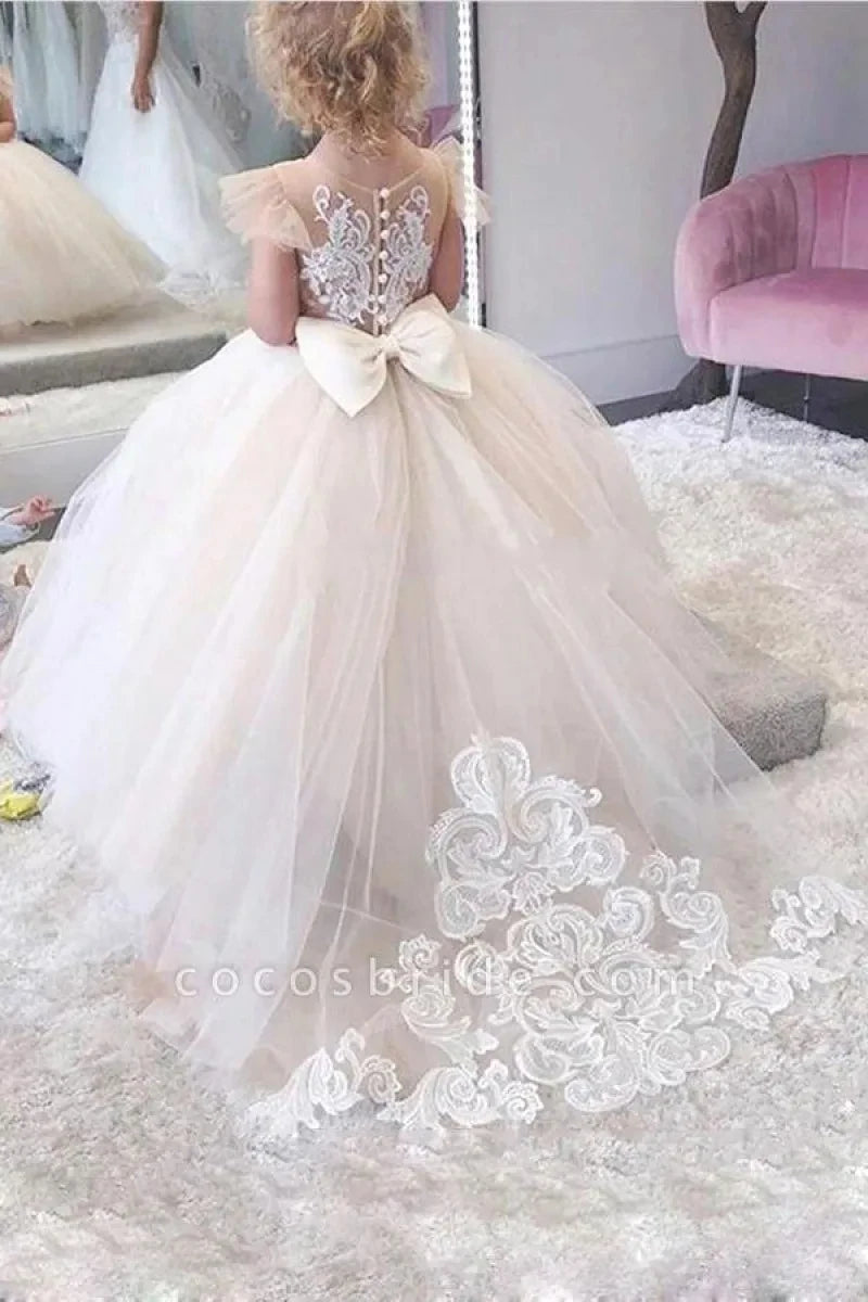Kids Girls Fluffy Princess Ball Gown/Sleeveless Tulle Wedding Dresses