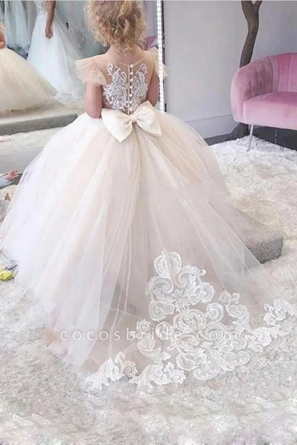 Kids Girls Fluffy Princess Ball Gown/Sleeveless Tulle Wedding Dresses