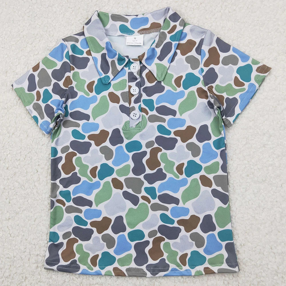 Kids Stylish Printed Boys Short Sleeves Polo T-Shirts for Summer childrensterritory