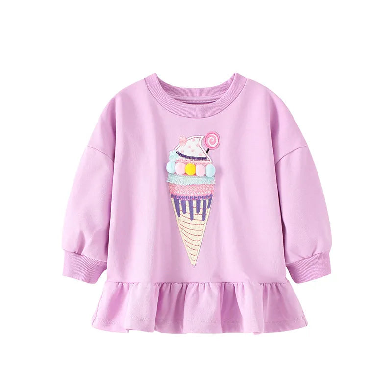 Kids Girls Cartoon Applique Warm Sweatshirts childrensterritory