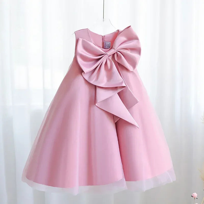 Lavender Scoop Neck Puff Girls Birthday Party Dresses