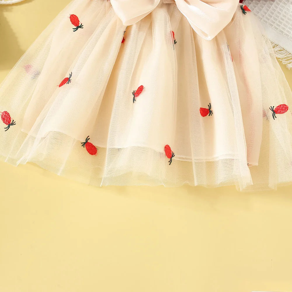 Baby Girls Bow Design Short Sleeves Summer Dresses