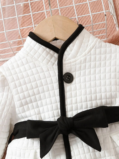 Girls’ Long-Sleeve Winter Dress with Belted Design childrensterritory
