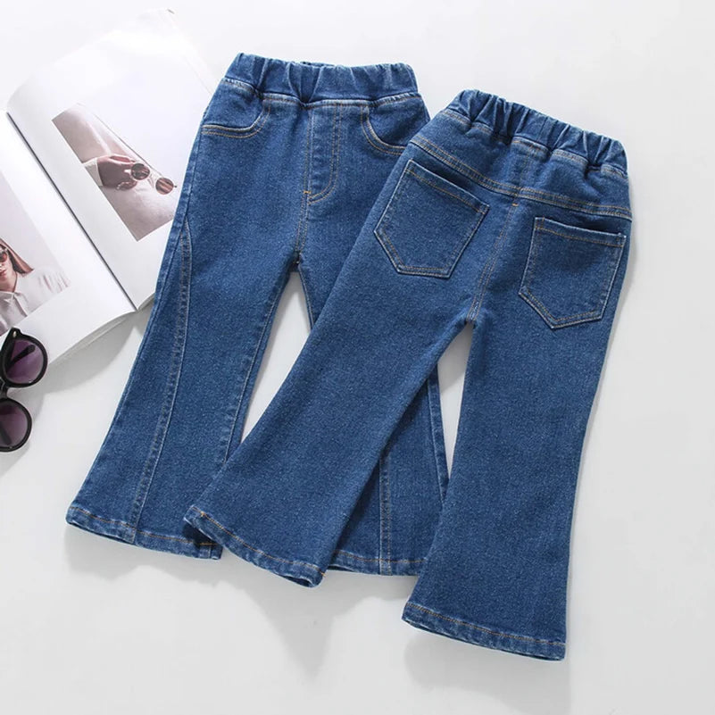 Little Girls Solid Color Denim Pants childrensterritory