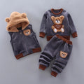 Baby Fleece Cartoon Bear Design, 3 Pieces Warm Clothing Set childrensterritory