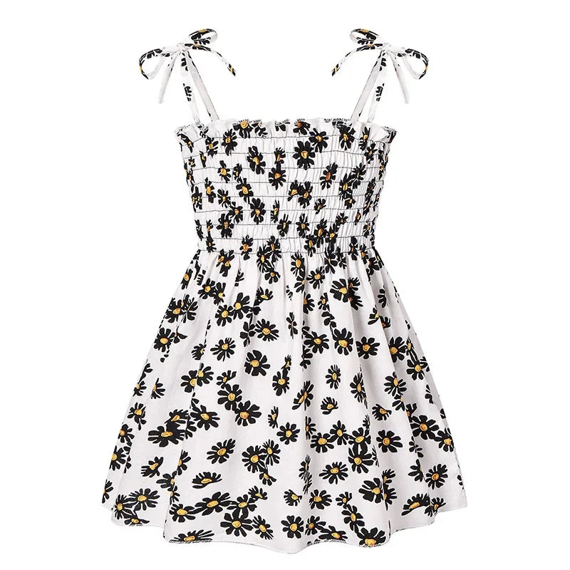 Little Girls Floral Halter Style Summer Cotton Dresses childrensterritory