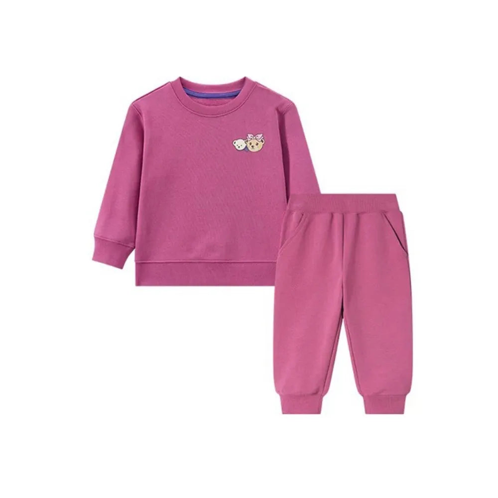 Kids Cartoon Print Long Sleeves Warm Clothing Set childrensterritory