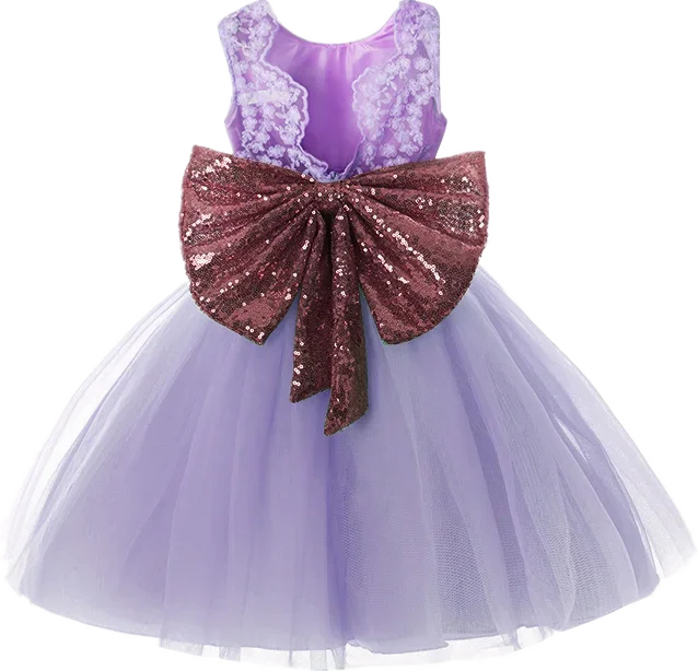 Toddler/Baby Girls Sequin Bow Design Tulle Bridesmaid Gowns childrensterritory