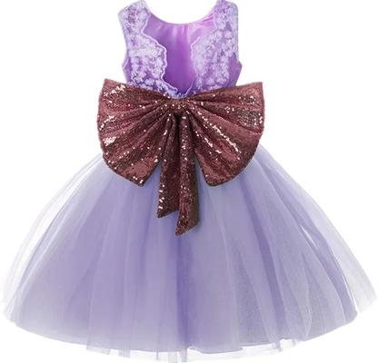 Toddler/Baby Girls Sequin Bow Design Tulle Bridesmaid Gowns childrensterritory
