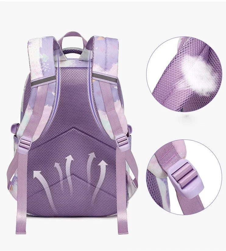 Tie-dye Print Waterproof School Bags Set of 3 for Teenage Girls
