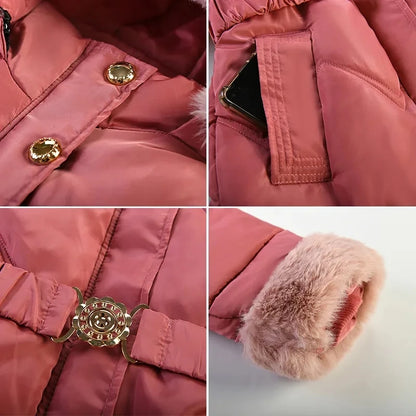 Kids Girls Warm Fur Hooded Long Coat/Jacket