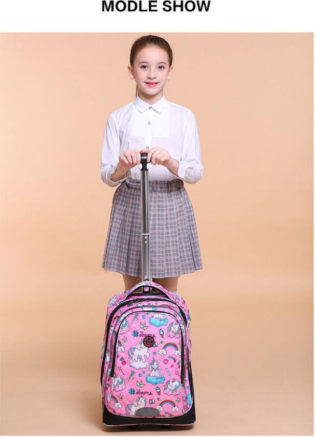 Kids Cartoon Print 19-Inch School Trolley Backpack Travel Bag childrensterritory
