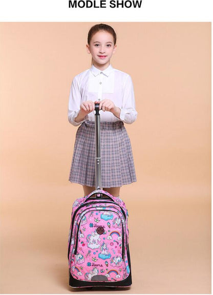 Kids Cartoon Print 19-Inch School Trolley Backpack Travel Bag childrensterritory