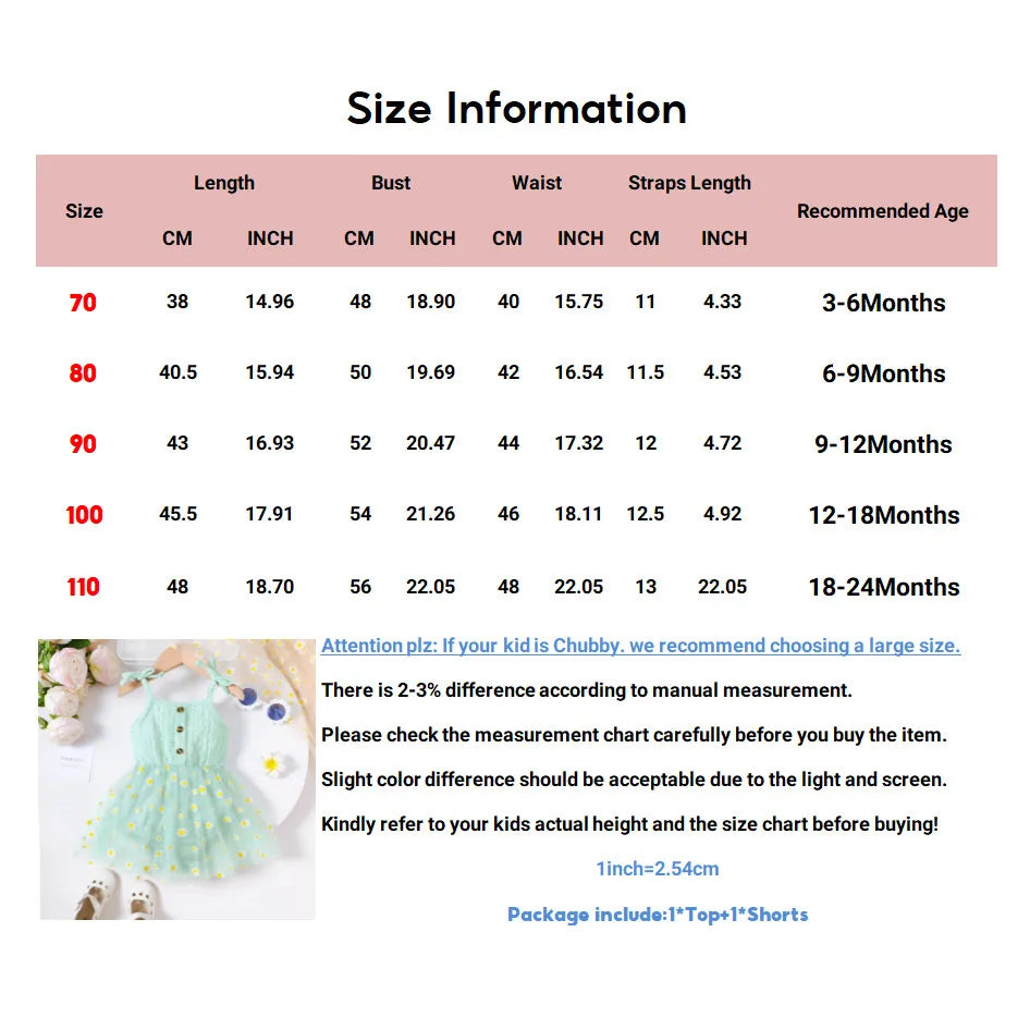 Small Daisy Print Baby Girl Sleeveless Mesh Romper Dress