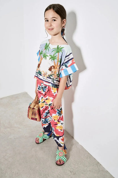 Letter and Cartoon Print Kids Casual Summer Clothes Set childrensterritory
