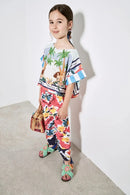 Letter and Cartoon Print Kids Casual Summer Clothes Set childrensterritory