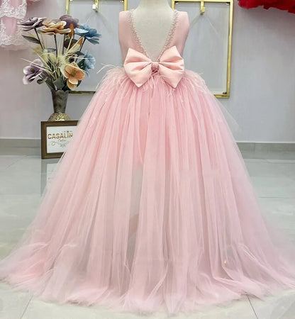 Elegant Tiered Tulle Backless Kids Girls Party Prom Dress childrensterritory