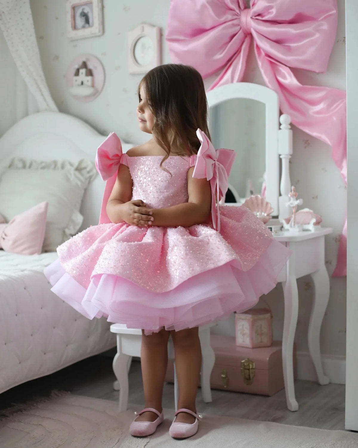 Sleeveless Bow Design Fluffy Girls&