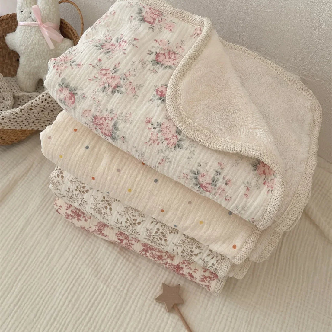 Floral Print Muslin Cotton Winter Ins Baby Blankets childrensterritory