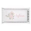 Baby Shower Gift: Customized Blush Gold Floral Bedding Set