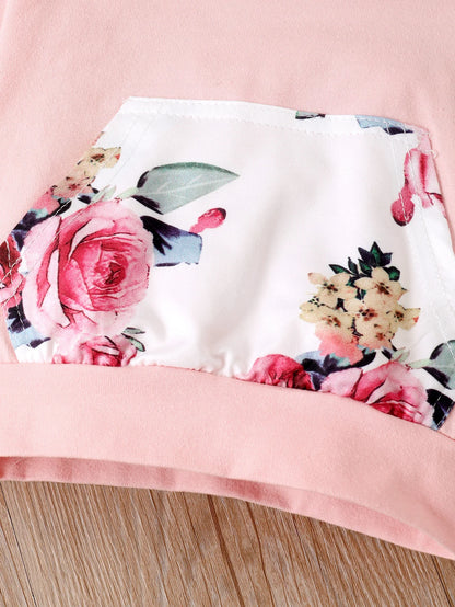 Newborn Baby Girl 3pcs Warm Floral Hooded Outfit Set