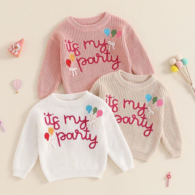 Toddler Girls Letter Print Knitted Warm Autumn Sweaters