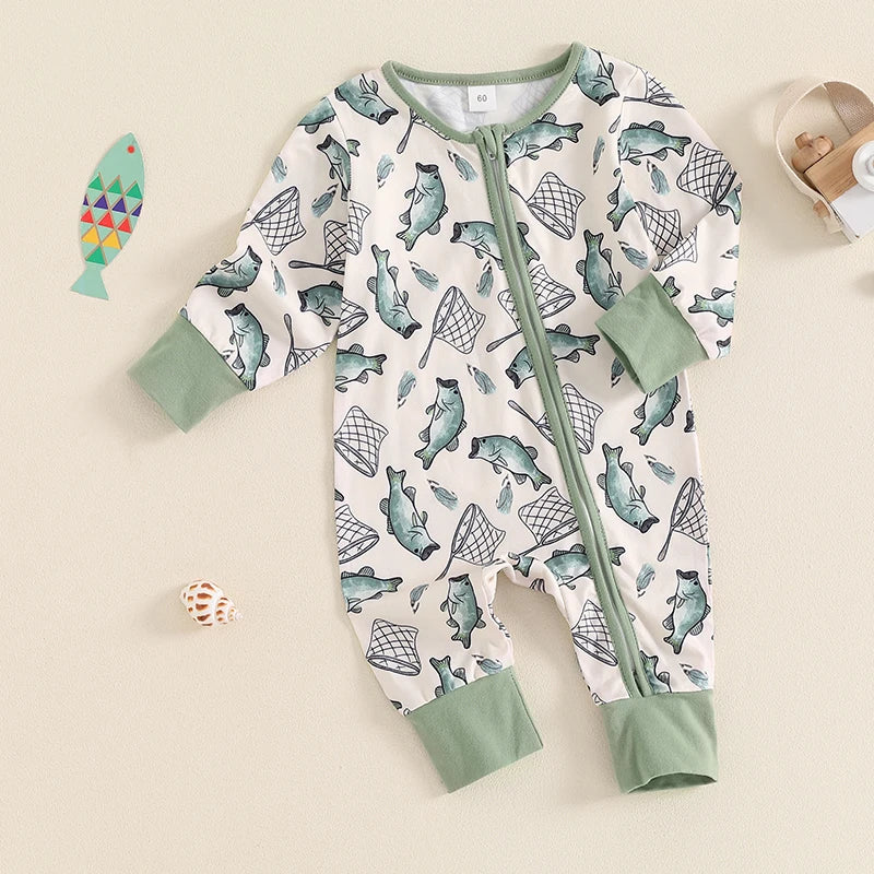 Baby Long Sleeve Printed Rompers for Spring