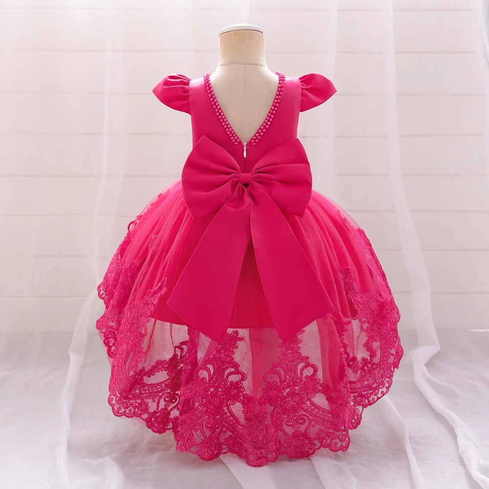 Baby Girls Bow Design Tulle 1st Birthday/Baptism Dresses childrensterritory