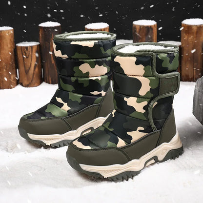 Kids Rubber Sole Outdoor Waterproof Long Snow Boots childrensterritory