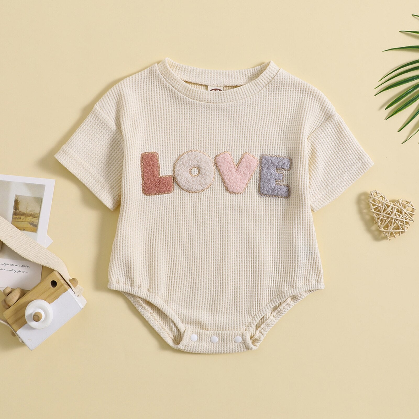 Love Embroidery Baby Unisex Summer Bodysuit childrensterritory