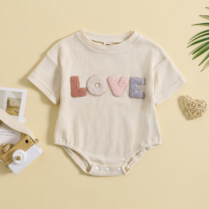 Love Embroidery Baby Unisex Summer Bodysuit childrensterritory