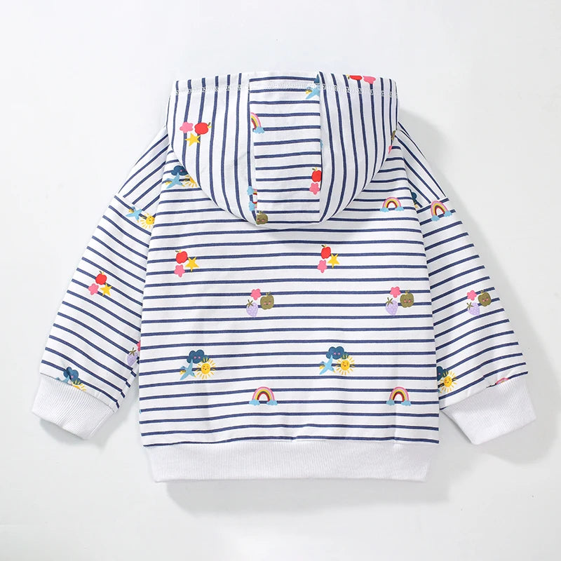 Girls Striped Cotton Hoodies for Autumn Spring childrensterritory
