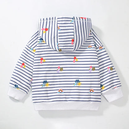 Girls Striped Cotton Hoodies for Autumn Spring childrensterritory