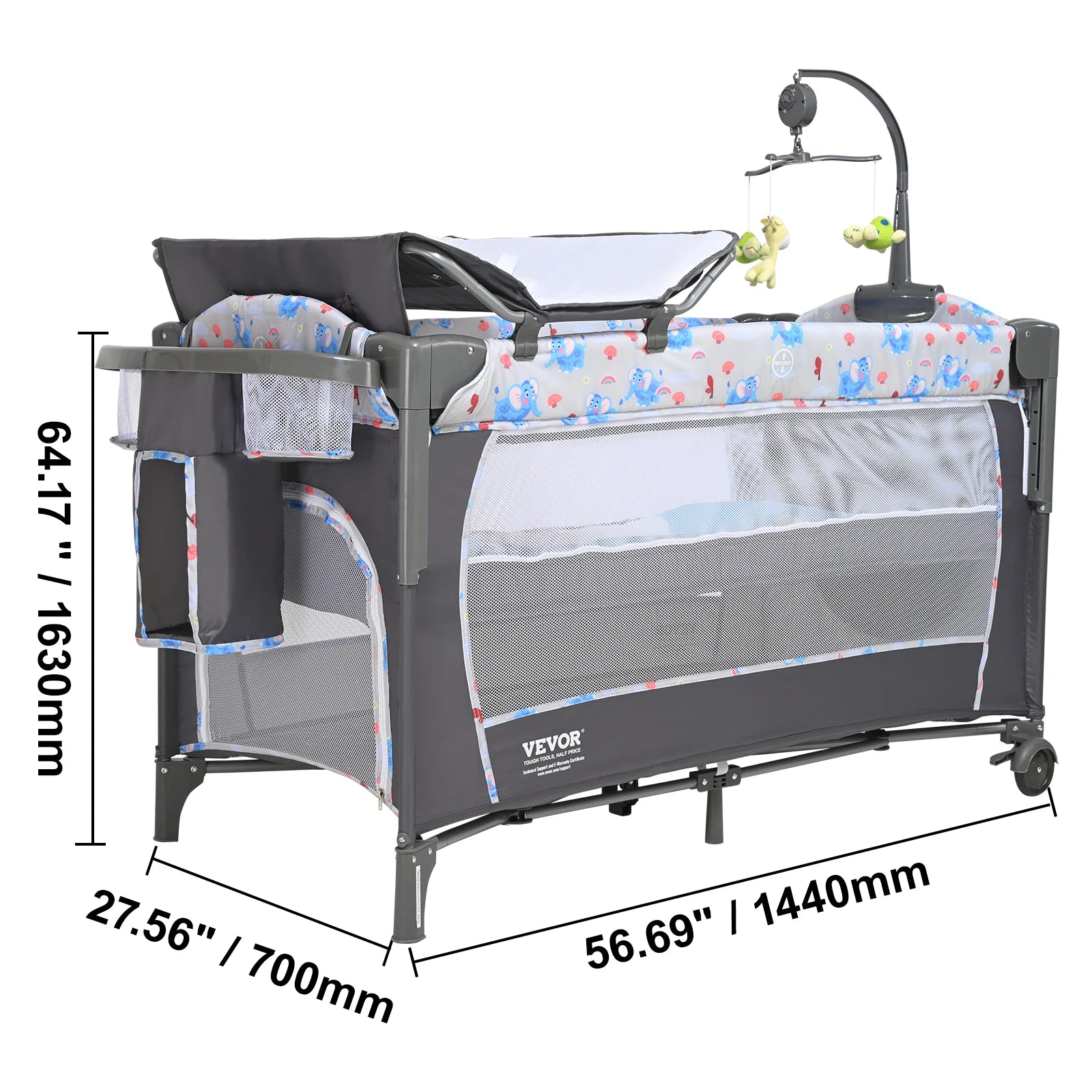 Baby Bedside Bassinet with Wheels and Storage Basket childrensterritory