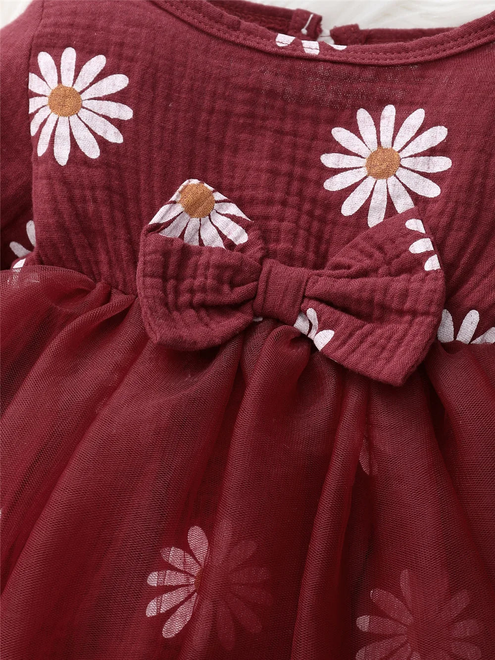 Baby Girl Flowers Print Tulle Bodysuit with Headband