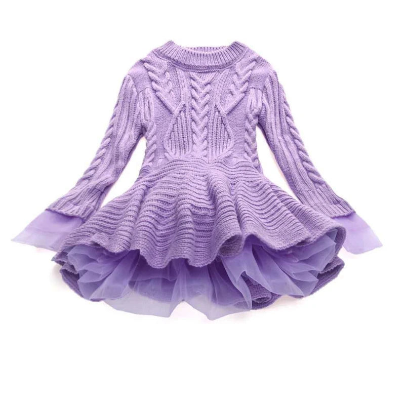 Long-Sleeved Winter Puffy Dresses For Girls