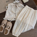 Girls' Casual Hollow Lace Design 2-Piece Summer Outfits childrensterritory