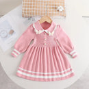 Girls' Collar Design Long-Sleeved Winter Dresses childrensterritory