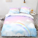 Rainbow Print Lovely Duvet Cover Pillowcase Kids Bedding Set