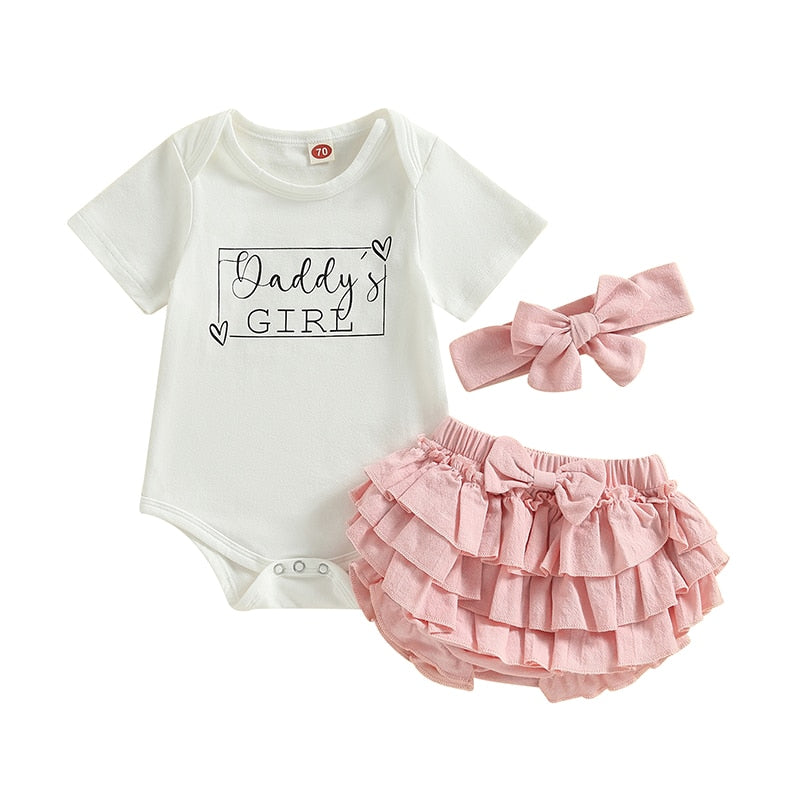 Letter Print Baby Girl 3Pcs Summer Outfit Sets childrensterritory