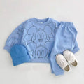Cartoon Printed Solid Colors Tracksuit Set for Baby childrensterritory