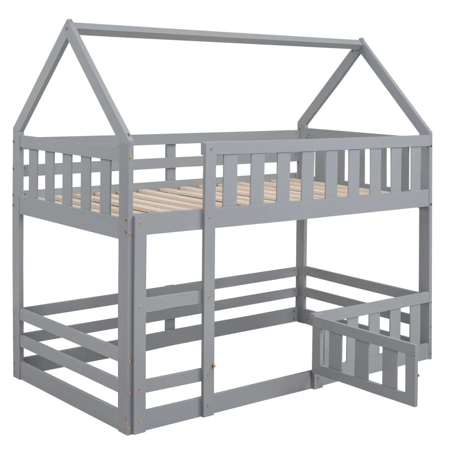 Fenced-in and Door-Equipped Twin-Over-Twin bunk bed