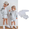 Kids Boys Girls Loose Sweatshirt with Elastic Joggers Shorts Set childrensterritory