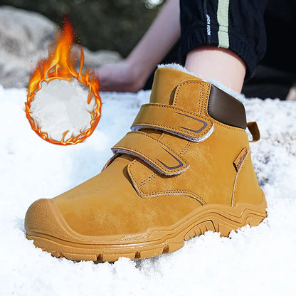Kids Suede Fashion High Top Hook And Loop Warm Shoes
