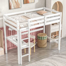 Simple Design Twin Loft Bed with Built-in Desk and Stairs childrensterritory
